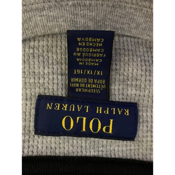 Polo Ralph Lauren Shirt Men’s 1x Gray Waffle Knit Sleepwear Pony Long Sleeve - Picture 6 of 10